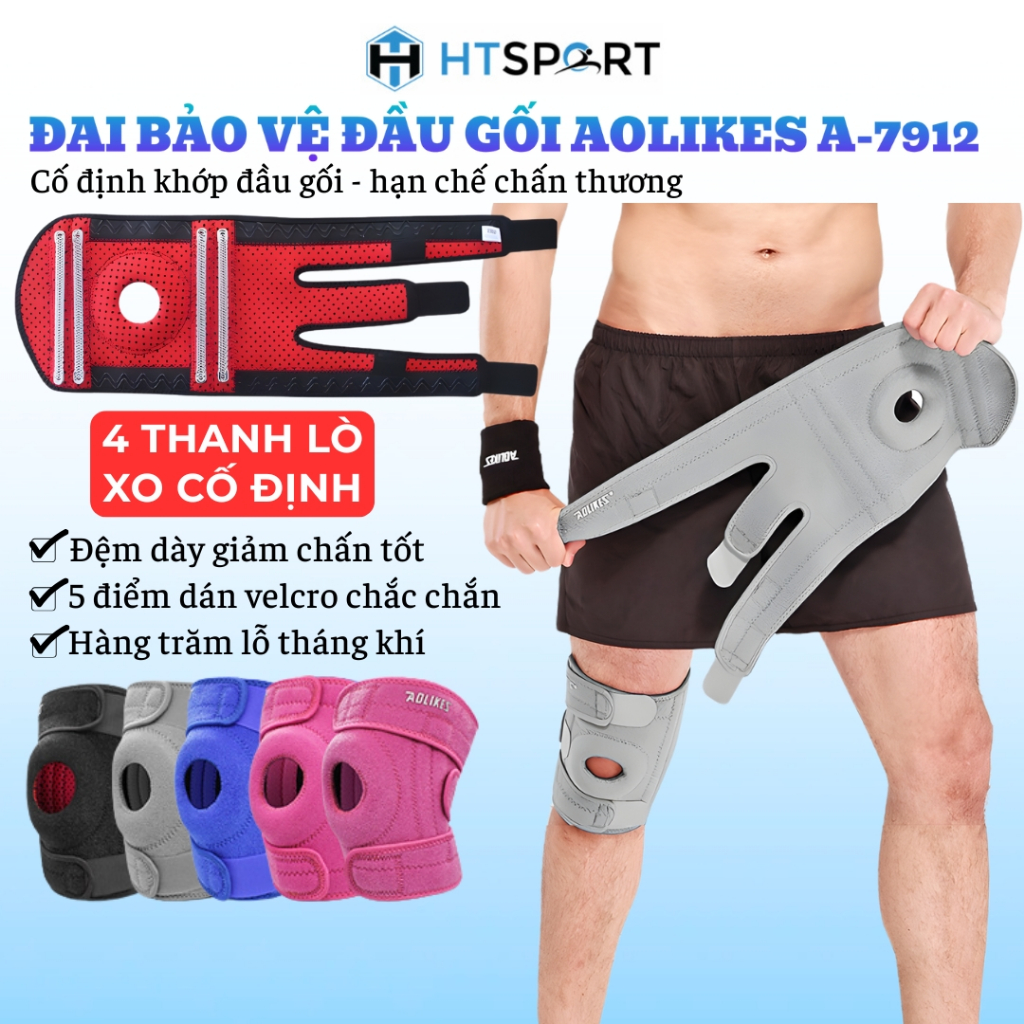 Đai Quấn Bảo Vệ Đầu Gối Aolikes A-7912, Bó Gối Thể Thao Hỗ Trợ Chạy Bộ Tập Gym Bóng Đá Cầu Lông