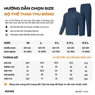 Bộ Đồ Nam MENTORIS Vải Gió Cao Cấp, Form Thể Thao Gọn Gàng, Thiết Kế 2 Lớp, Mũ Tháo Rời MBG01