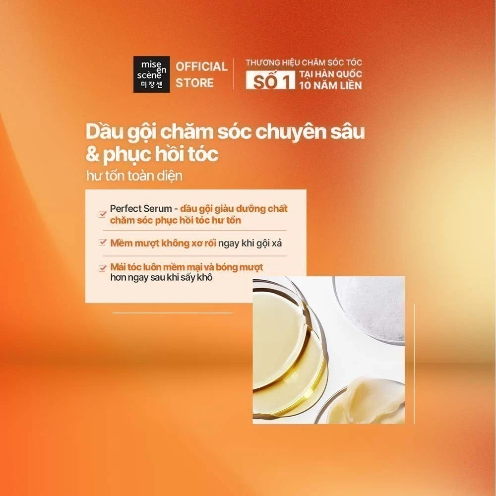[SIZE LỚN] Dầu gội mise en scène  680ml  Perfect Serum Original phục hồi hư tổn, giúp tóc suôn mềm, bồng bềnh