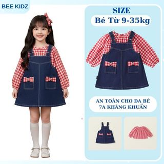 Váy Cho Bé Gái, Váy Yếm Cho Bé Gái Thiết Kế Nơ Xinh Xắn Chất Liệu Jean Bò Mềm Mại