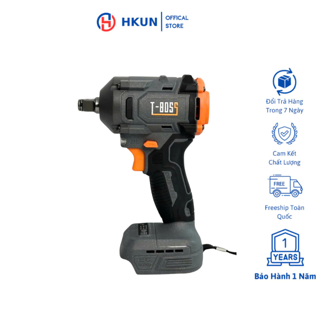 Thân Máy Siết Bulong T-BOSS BS-6380 Động Cơ Lõi Đồng, Chân Pin Phổ Thông, Đầu Bulong 2 Trong 1