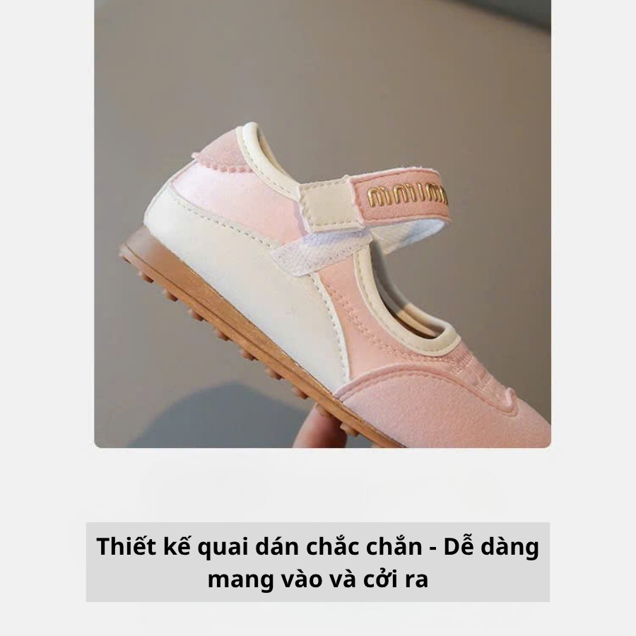 [M132] Giày Mary Jane Bé Gái Quai Dán MiMi - Giày Búp Bê Thể Thao Cao Cấp Siêu Êm Chống Trơn Trượt (Màu Hồng, Kem)