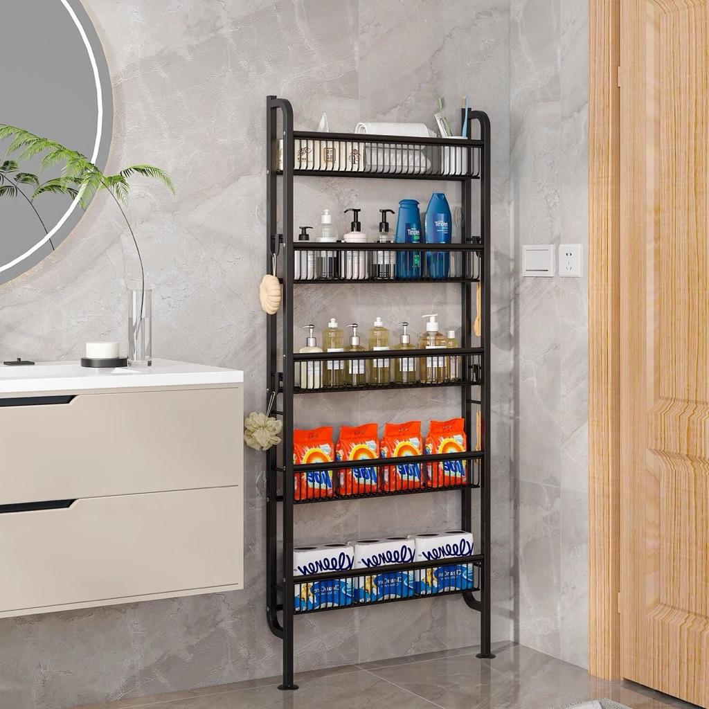 Kệ nhà tắm 5 tầng đa năng bằng thép carbon - Kệ để đồ nhà bếp, tiết kiệm không gian, chịu lực tốt