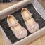 Giày Búp Bê Bé Gái Gắn Nơ Đính Kim Sa Lấp Lánh, Giày Bé Gái 2-12 Tuổi Kiểu Công Chúa Mềm Êm TH Kids