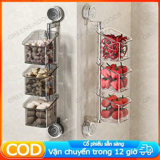 GREENSINDOOR 2/3 lớp Hộp đựng hành, tỏi, gừng treo tường hút chân không, lắp đặt dễ dàng, chịu lực mạnh mẽ