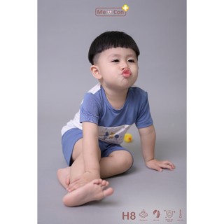 Bộ cộc cài vai nhà Me & Con+ Cool Air phối màu, chất vải mềm mịn, hình in đáng yêu, thoải mái cho bé