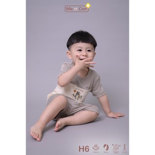 Bộ cộc cài vai nhà Me & Con+ Cool Air phối màu, chất vải mềm mịn, hình in đáng yêu, thoải mái cho bé