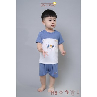 Bộ cộc cài vai nhà Me & Con+ Cool Air phối màu, chất vải mềm mịn, hình in đáng yêu, thoải mái cho bé