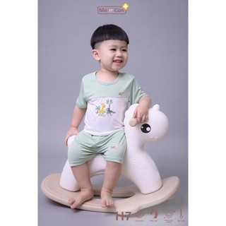 Bộ cộc cài vai nhà Me & Con+ Cool Air phối màu, chất vải mềm mịn, hình in đáng yêu, thoải mái cho bé