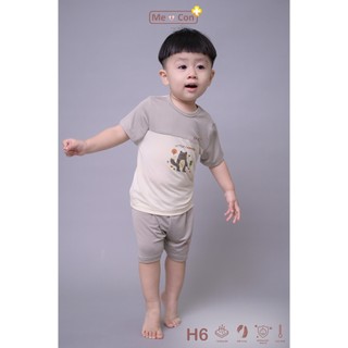 Bộ cộc cài vai nhà Me & Con+ Cool Air phối màu, chất vải mềm mịn, hình in đáng yêu, thoải mái cho bé