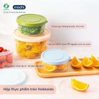 Hộp thực phẩm tròn Hokkaido Inochi - kháng khuẩn Ag+, chịu nhiệt cao, bảo quản đồ ăn tươi lâu tiện lợi