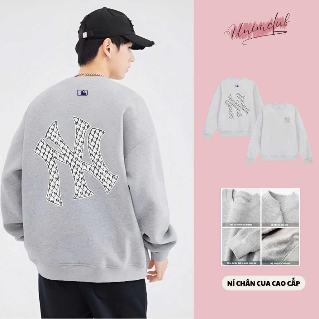 Áo Nỉ Sweater NY LÁ Basic Chất Liệu Nỉ Chân Cua Cao Cấp Logo Silicon Cao Thành Chống Bong Form Dáng Rộng