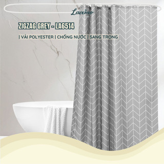 Rèm Phòng Tắm Ghi Ziczac LAVEMO Vải Polyester Cao Cấp Không Thấm Nước LA6514