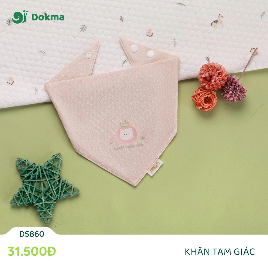 (Freesize, 0-2Y) Khăn Tam Giác Mềm Mịn Dokma Nhiều Màu DS860 DS716 DS557