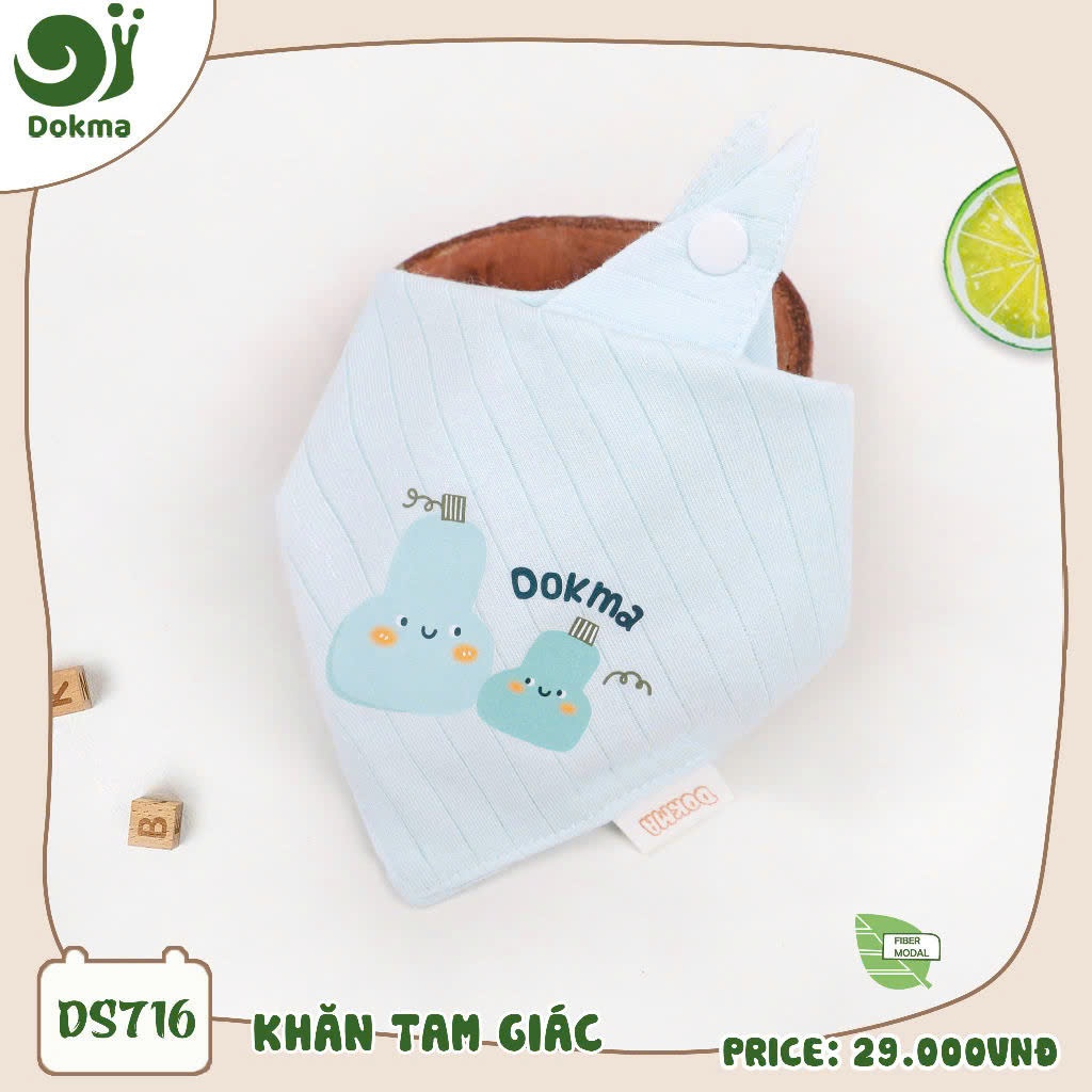 (Freesize, 0-2Y) Khăn Tam Giác Mềm Mịn Dokma Nhiều Màu DS860 DS716 DS557