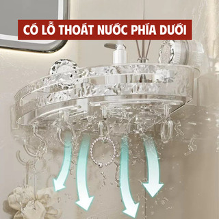 Kệ Treo Góc Tường Phòng Tắm Dán Tường Hút Chân Không Đựng Đồ Nhà Tắm Tiện Lợi, Bền Chắc