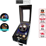 Hộp Xoay Đồng Hồ Cơ ACBOW 2 Xoay + 3 Ngăn Chứa W0203NC Có Chạy Pin, Có Khóa (26.5x23x19cm) Chính Hãng Bảo Hành 24 Tháng — ảnh 1