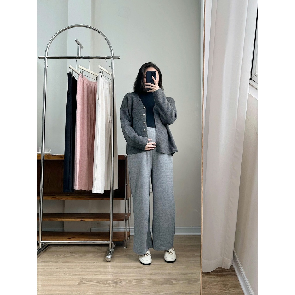 Quần bầu thu đông CICI Pants chất len hàn cao cấp co giãn tốt, có đáp bụng mềm mại cho mẹ bầu thiết kế by L'amme