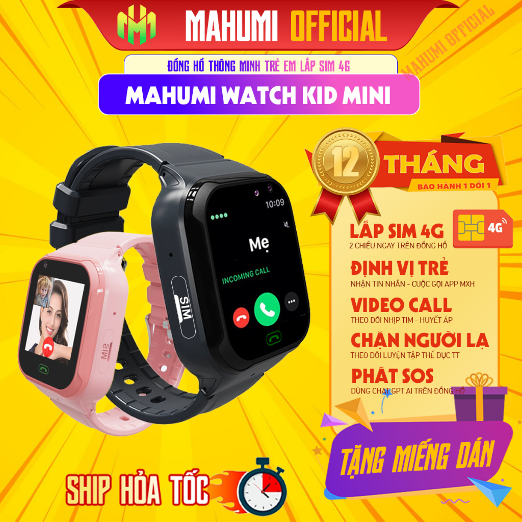 Đồng hồ thông minh Trẻ em JUNIOR09 WATCH KID MINI |Lắp SIM 4G | Nghe gọi Độc lập | Video Call | Định vị GPS | Chống nước