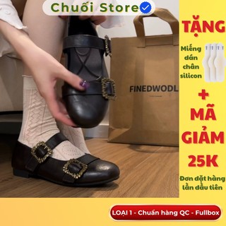 Giày bệt nữ da PU tổng hợp dệt vải đế cao su phong cách cổ điển nhẹ nhàng nữ tính siêu xinh