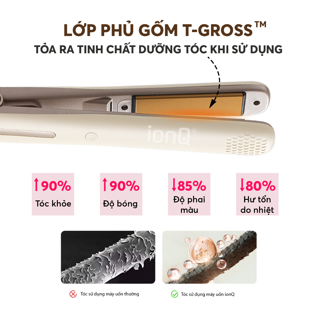 [KOC] Máy duỗi tóc ép thẳng ionQ Glossy 200 triệu ion âm lõi gốm T-Gross chăm sóc tóc suôn mượt | BigBuy360 - bigbuy360.vn