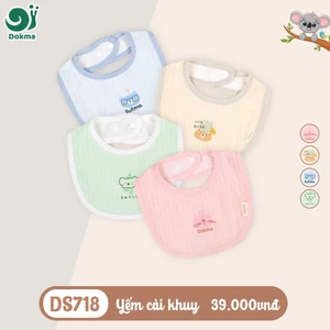 Yếm Dokma Cài Khuy Cổ Tròn, Yếm Tam Giác Xếp Ly Nhiều Màu Sắc Cho Bé DS718 DS636
