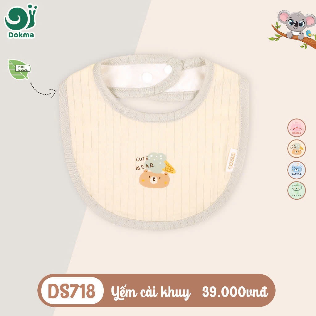 Yếm Dokma Cài Khuy Cổ Tròn, Yếm Tam Giác Xếp Ly Nhiều Màu Sắc Cho Bé DS718 DS636