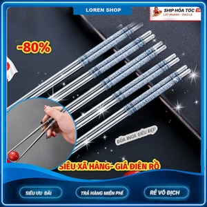 [ Ở ĐÂY RẺ NHẤT} 10 ĐÔI Đũa Inox chống trượt, chống nhiệt hoa văn siêu đẹp cao cấp loại 1