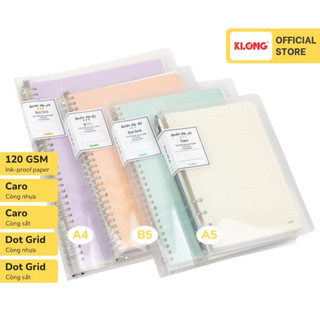 KLONG - 120gsm Binder Note - Giấy Dày Nhất trong Dòng Sổ Còng ♥ Tự Chọn Nhiều Size A5 B5 A4 ♥ Ô Caro, Kẻ Line, Chấm Dot