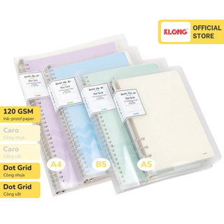 KLONG - 120gsm Binder Note - Giấy Dày Nhất trong Dòng Sổ Còng ♥ Tự Chọn Nhiều Size A5 B5 A4 ♥ Ô Caro, Kẻ Line, Chấm Dot