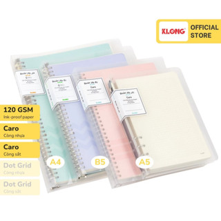 KLONG - 120gsm Binder Note - Giấy Dày Nhất trong Dòng Sổ Còng ♥ Tự Chọn Nhiều Size A5 B5 A4 ♥ Ô Caro, Kẻ Line, Chấm Dot