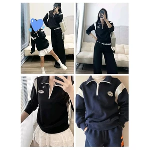 Áo nỉ polo tay dài khóa kéo T0p10* kids unisex mẹ, con size đại full tag mác- dư xịn (20-57 kg)