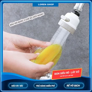 Đầu Vòi Nối 3 Chế Độ Phun Rửa Chén Bát Tăng Áp Xoay 360 Độ