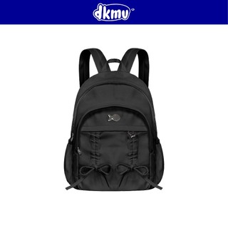 Balo đen nhiều ngăn nữ kiểu thắt nơ DKMV logo Cá inox chất liệu dù kèm lót form xinh Bow-tiful Backpack| K-P50-D