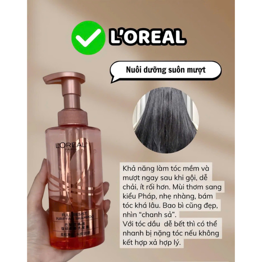 Dầu gội xả cao cấp L.O.R.E Paris Extraordinary Oil Smooth, Full Resist hồng mini size 100ml, 440ml
