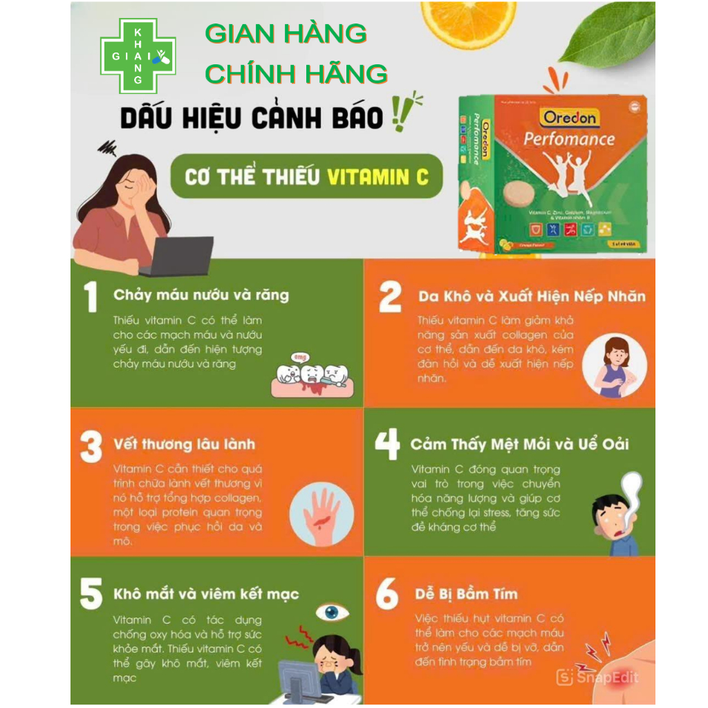 Viên sủi C giúp tăng đề kháng, giảm mệt mỏi, tỉnh táo tức thì Oredon Perfomance (Hộp 20 viên)