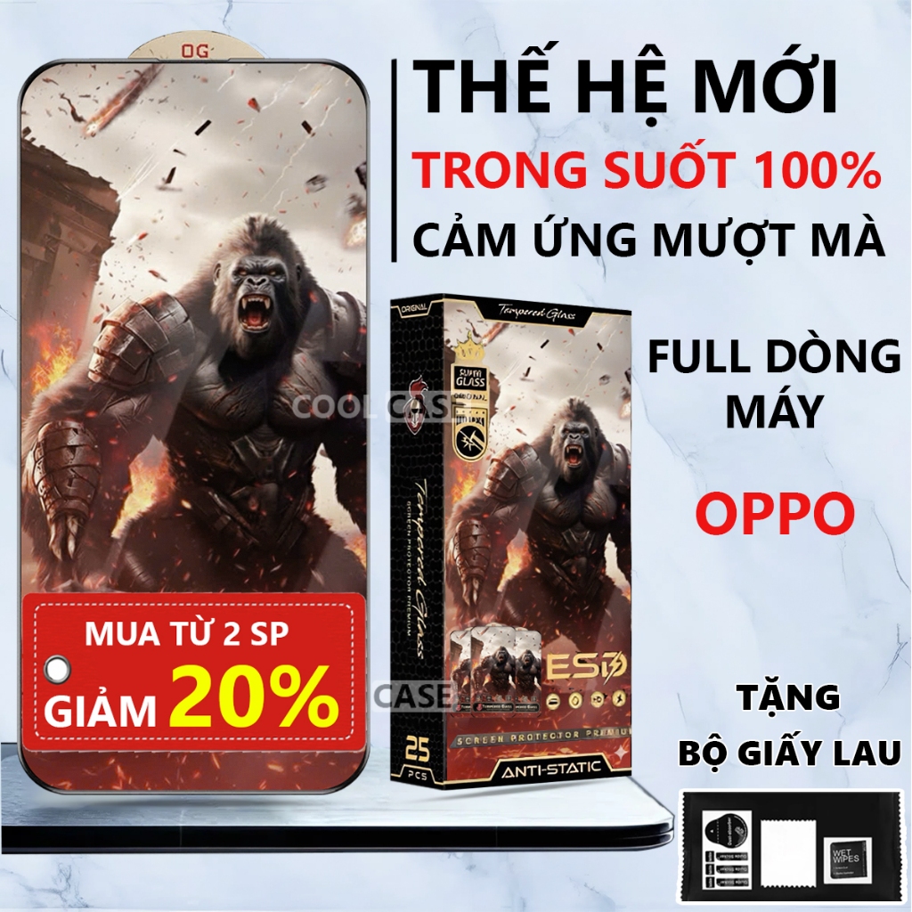 Kính cường lực chiến binh Oppo A38 A5I A6X A18 A53 A54 A55 A57 A58 A60 A74 A79 A3X A5 A15 A16K A17 Reno 16 16F 15 14 13F
