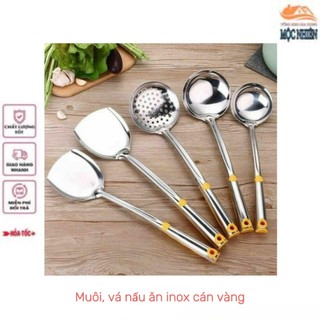 Muôi vá nấu ăn cao cấp cán vàng, chất liệu inox siêu bền, siêu tiện dụng
