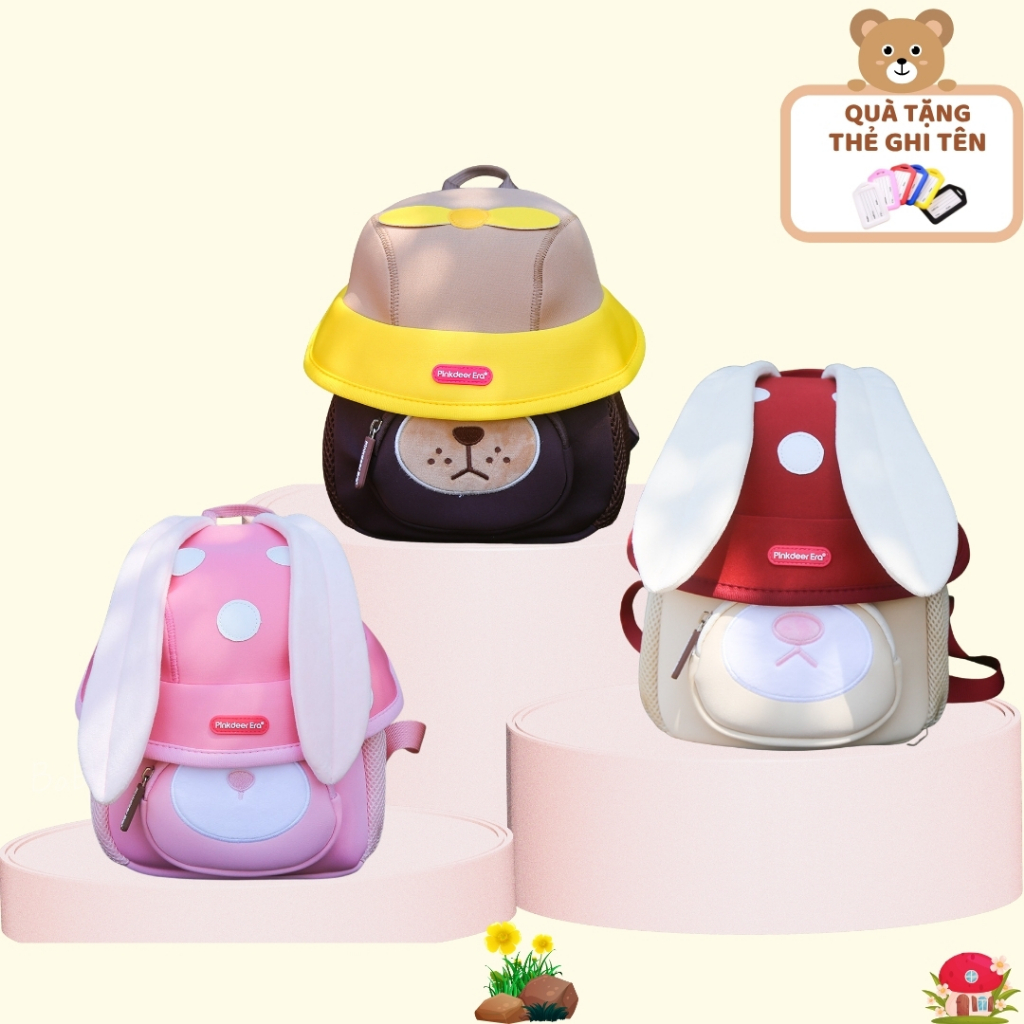 Balo cho bé đi học mẫu giáo/mầm non (1-5 tuổi) Pinkdeer Era chất liệu cao cấp - siêu nhẹ, đáng yêu, có dây chống lạc.