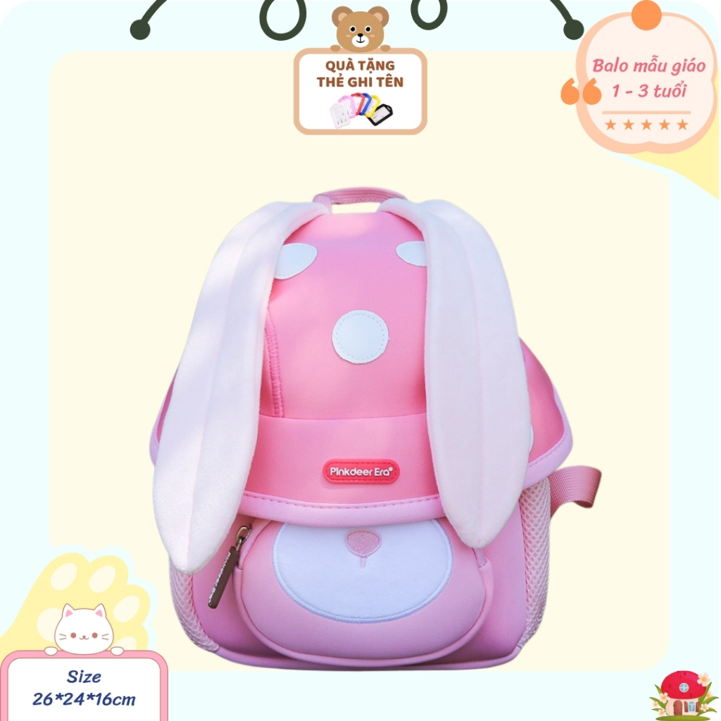 Balo cho bé đi học mẫu giáo/mầm non (1-5 tuổi) Pinkdeer Era chất liệu cao cấp - siêu nhẹ, đáng yêu, có dây chống lạc.