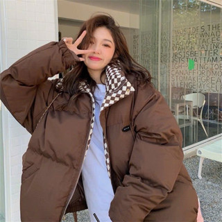 CÉLA – Áo Phao Hai Mặt Caro Checker Đen Trắng, Form Unisex Street Style
