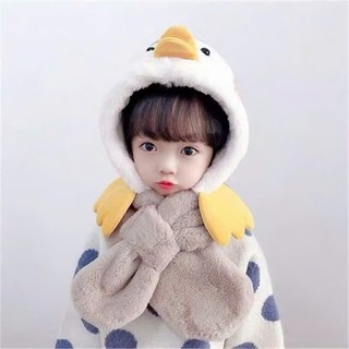 Mũ Len Cho Bé Gái Bé Trai Hình Chim Cánh Cụt Chùm Đầu Kèm Khăn Dễ Thương Mùa Đông Cực Ấm Mũ Cho Bé 4-8 Tuổi