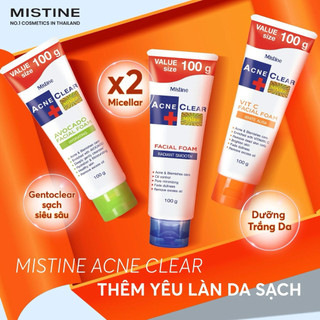 [MỚI] Sữa Rữa Mặt Acne Mistine Clear 2x Micellar Thái Lan 100g