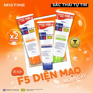 [MỚI] Sữa Rữa Mặt Acne Mistine Clear 2x Micellar Thái Lan 100g
