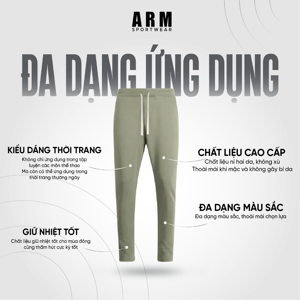 Quần Nỉ Jogger Nam SWEAT PANTS Thể Thao ARM, Chất Vải Nỉ Giữ Nhiệt siêu ấm, chống nhăn, co giãn