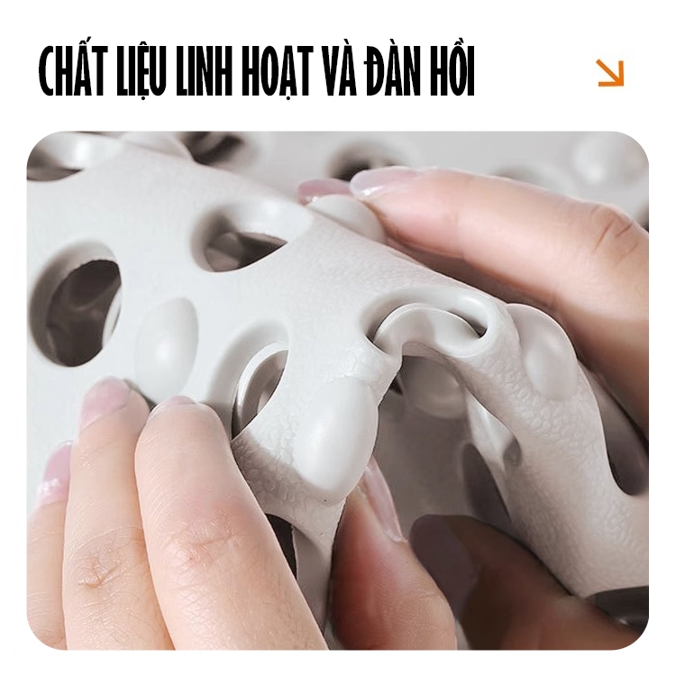 Kaleis Thảm chống trượt nhà tắm PVC cao su siêu bền, thiết kế miếng hít thoát nước, thân thiện môi trường, không mùi