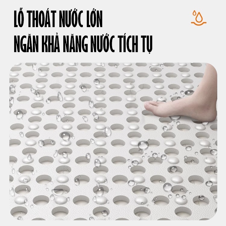 Kaleis Thảm chống trượt nhà tắm PVC cao su siêu bền, thiết kế miếng hít thoát nước, thân thiện môi trường, không mùi