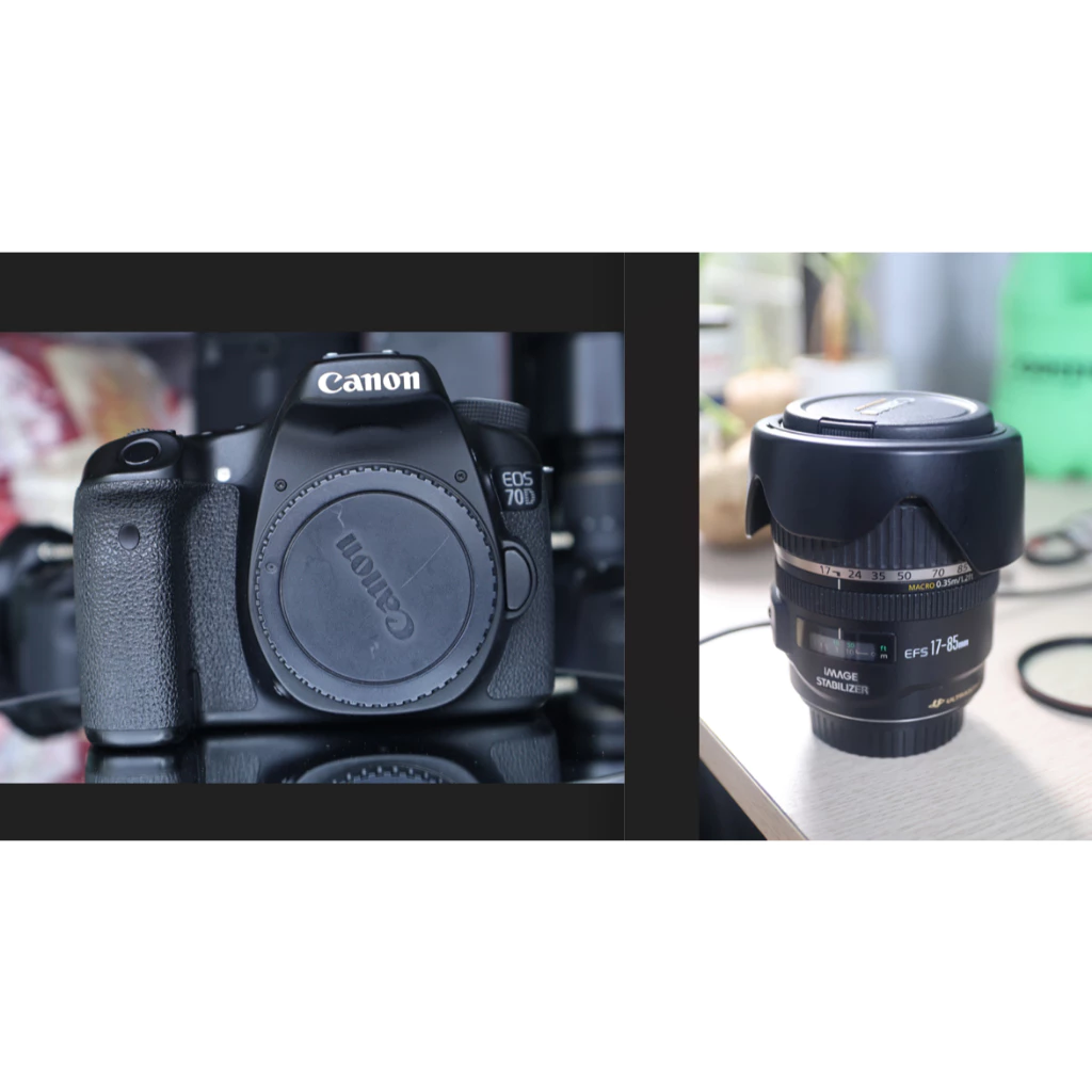 Bộ Máy ảnh Canon 70d + lens 17-85mm is usm (máy mới - màn xoay lật cảm ứng - 33k shot) Bảo hành 12 t