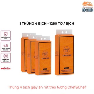 [Nội địa Trung] Thùng 4 bịch Giấy ăn rút treo tường Chef&Chef, 1280 tờ/bịch - siêu dai, mềm mịn