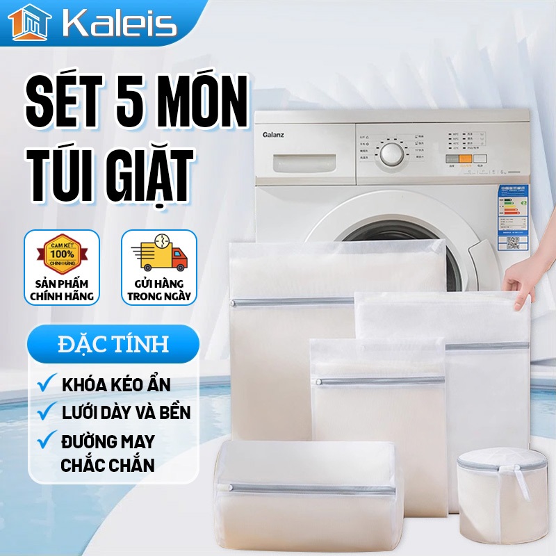 Kaleis Bộ 4 túi giặt quần áo đa năng có khóa kéo – túi giặt đồ lót, áo ngực, chống rối, bền đẹp, không mùi